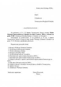 Zaproszenie na Walne Sprawozdawcze zebranie członk&oacute;w TPG