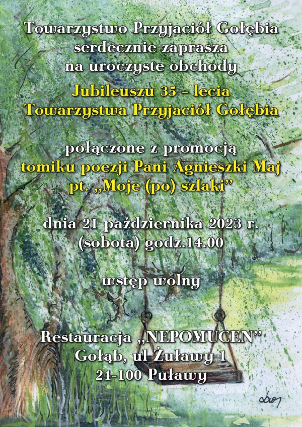 Zaproszenie na Jubileusz Towarzystwa Przyjaci&oacute;ł Gołębia