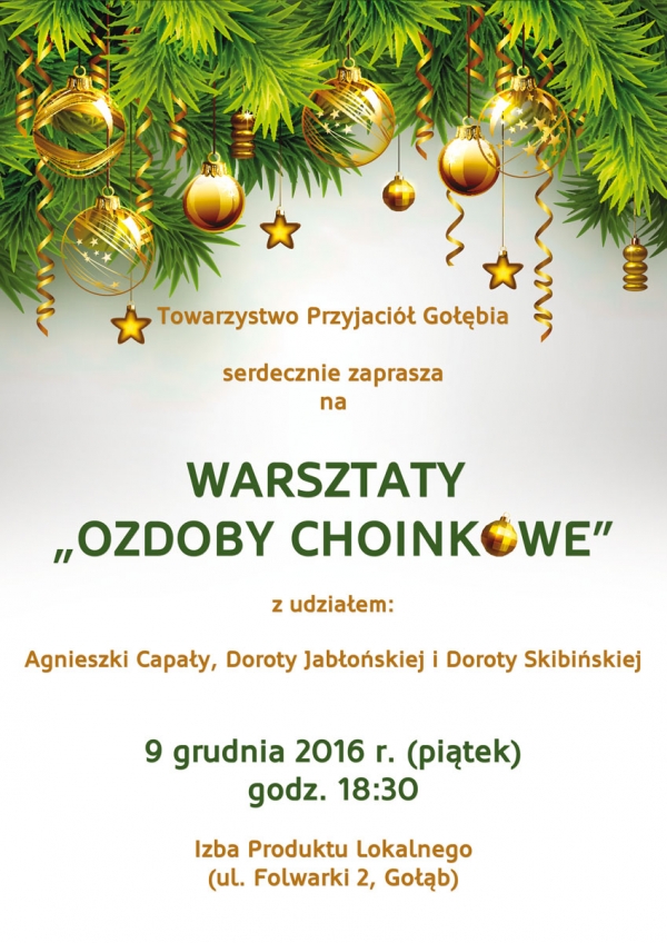 Zapraszamy na warsztaty "Ozdoby choinkowe"