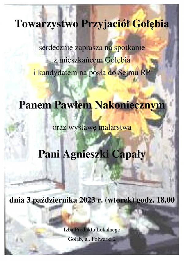 Zaproszenie na spotkanie i wystawę malarstwa